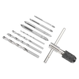 CoCud T-Handle Wrench & Tap & Drill Bit Set M3 M4 M5 M6 Thread Metric Thread Tap Variable Tap Holder Tapping Tool Kit - (Applications for Thread Repair) 9 Piece Set