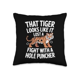 Origami Tiger Folding Humor for Animal Art Fans Throw Pillow