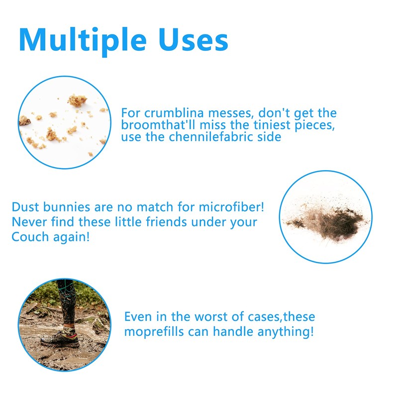 4 Pack Microfiber Flip Mop Refills,Compatible with O-Cedar Dual Action