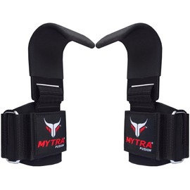 Mytra Fusion Power Weight Lifting Gym Bar Straps Hook Bar Pair (Black)