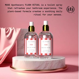 Muse Apothecary Flush Ritual - Aromatic & Refreshing Toilet Spray, Use Before You Go, 8 oz, Infused with Natural Essential Oils - Valentine's Day Gift - Mandarin Rosè + Pink Pomelo, Pack of 3
