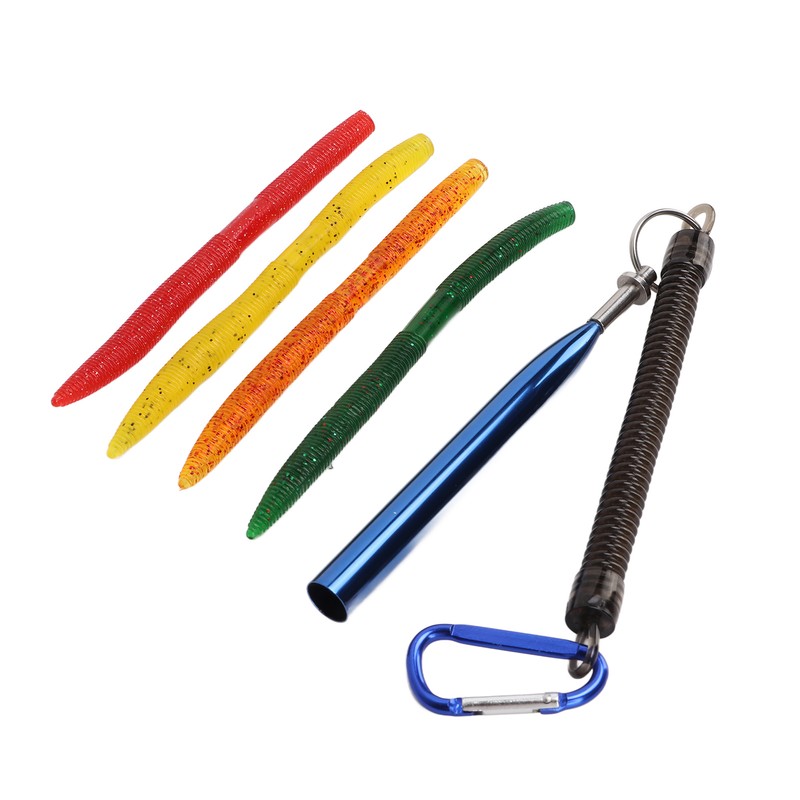 65pcs/box Soft Worm Bait Fishing Lures Kit with Rubber O