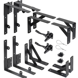WEKIS 2 Sets Anti Sag Gate Kit Heavy Duty No Sag Kit Gate Corner Brace Bracket for Wooden Fence Gate with Self-Locking Gate Latch
