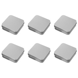 6PCS Square Metal Empty Tins,Metal Empty Hinged Tins Containers For Home Storage Organizer,Tin Boxes with Lids,7cm*7cm*2.3cm,Sliver