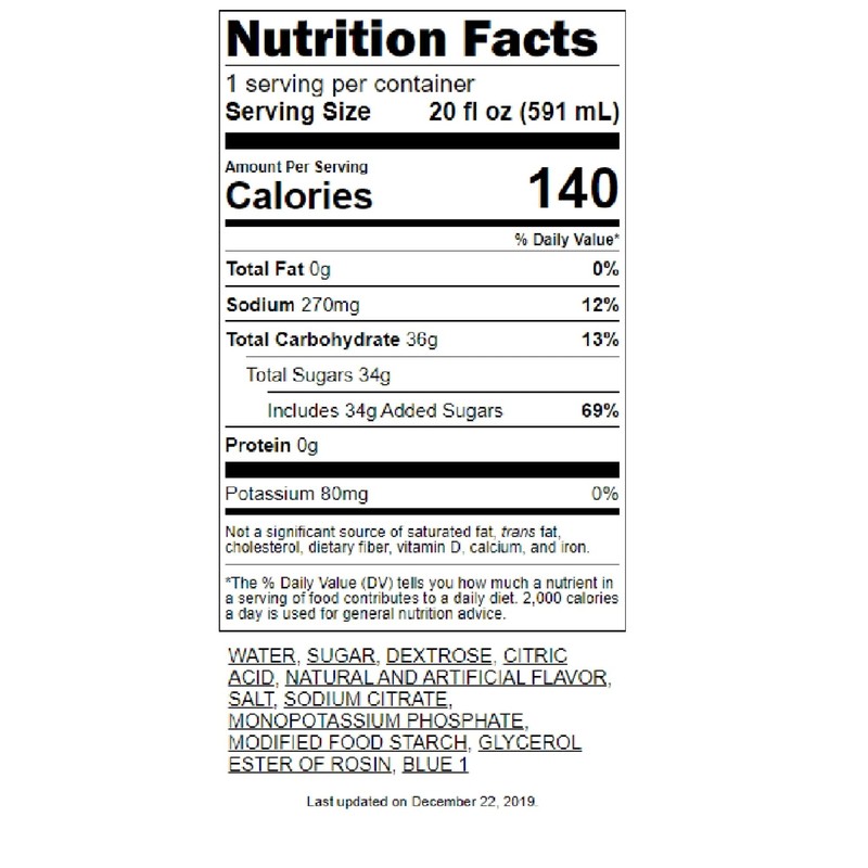 Gatorade Sport Drink Cooling Blue Raspberry, 20-Ounce Wide MouthBottles (Pack