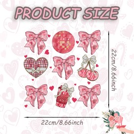 Bow Iron on Decals, Romantic Valentine Heat Transfer Stickers Iron on Heart Bow Lip Print Heart Patterns for T-Shirts Pillow Cover Hoody Bag Decorations 4 pcs