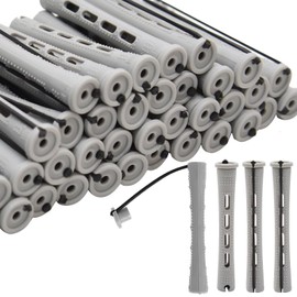 40PCS Perm Rods For Short Hair Grey Small Perm Rods For Natural Long Hair 0.59 inch Heatless Non-slip Hair Rollers DIY Hairdressing Tools