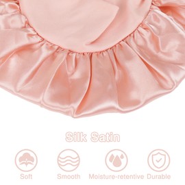 Kids Satin Hair Bonnet for Sleeping, 3 Pcs Wide Band Sleep Bonnet Hat Night Cap Hair Cap for Curly Hair (Dark Purple, Rose, Pink)