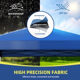 SAILARY 10x10 Instant Pop Up Canopy Tent - Ultimate Sun Shade and Party Shelter with Roller Bag， Blue