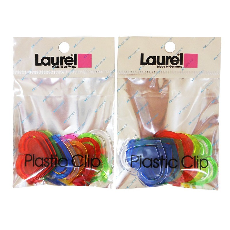 Laurel Plastic Heart Clips, A-LC08 x 2P, Pack of 10,