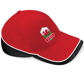 Purple Print House Cymru Cap Retro Y Ddraig Goch Rugby Wales Football Welsh Supporters Hat, One Size, Black/Red