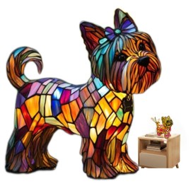 Yckeogln Retro Yorkshire Terrier Dog Colorful Resin Dog Table Lamp,3D Cute Pet Dogs Themed LED Night Lamp，Perfect Gift for Pet Lovers Retro Dachshund Dogs Design Home Decor Lighting(Yorkshire Terrier)
