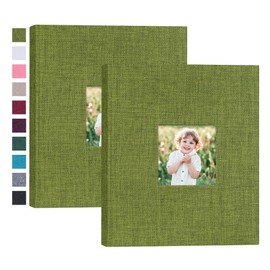 Mublalbum Small Photo Album 8x10 Photos 2 Pack Linen Cover Each Mini Photo Book 26 Pages Holds 52 Vertical 8x10 Pictures for Artwork Postcards or Picture Storage (Green)