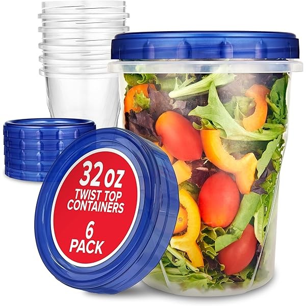 Stock Your Home 32oz Plastic Containers with Twist Top Lids
