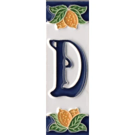 Italian Ceramic Numbers & Letters Lemon Design House Numbers Tile Size 10cm x 3.5cm