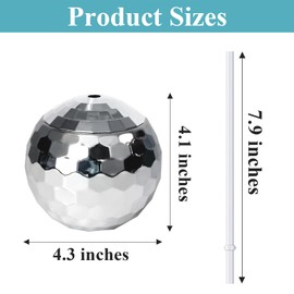 Disco Ball Cup – 4pcs Disco Ball Cups for Party – Fun and Practical Disco Ball Sipper Cups for New Year’s Eve, Bachelorette Party, Bday Party - Disco Ball Tumbler with Straw – Reusable Design (2)