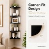 No-Drill Corner Shelf Wall Mount, 5-Tier Floating Corner Bookshelf with