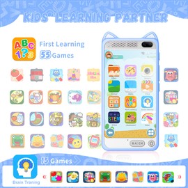 Kids Phone for Boys, 3.97" Touchscreen Kids Toys Cell Phone Learning Music Puzzle-Games, with Silicone Toddler Phone Toys for Girls Boys Age 3-12, Working Real Play Cell Phone(Blue)