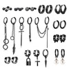 26 Pcs Black Earrings Set for Men, Black Stud and