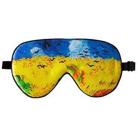 Silk Sleep Mask & Blindfold, Soft Eye Mask with Adjustable Head Strap, Deep Rest Eye Masks for Sleeping Night Eyeshade, Eye Cover for Travel, Shift Work & Meditation(Aerial Bird)