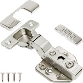 TOUCH Cabinet Hinges (1 Pair, 2 PCS) Frameless Cupboard Door Soft Close Hinges 3/8" Inch Half Overlay Concealed European Clip-On Hinges for Kitchen Cabinet 3D Adjustable with Screws