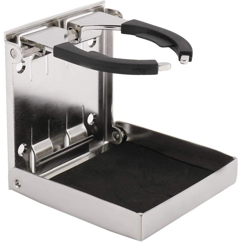 Amarine Made 2X Stainless Steel Adjustable Folding Cup Drink Holder