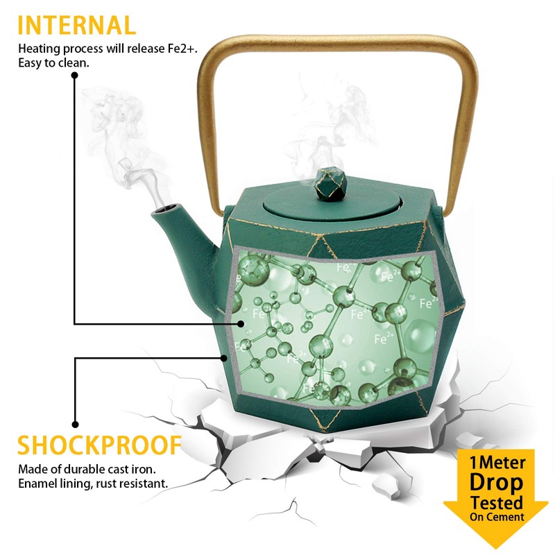 Tea Kettle, TOPTIER Japanese Cast Iron Teapot with Stainless Steel