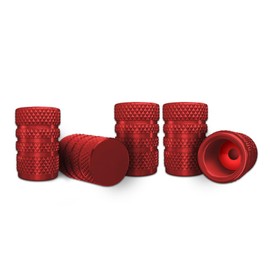 5PCS Tire Valve Stem Caps, Air Caps Cover, Anodized Aluminum Tire Valve Cap Set, Car Exterior Accessories Corrosion Resistant Stem Covers Suitable for Cars, SUVs, Trucks, Motorcycles, Bikes (Red)