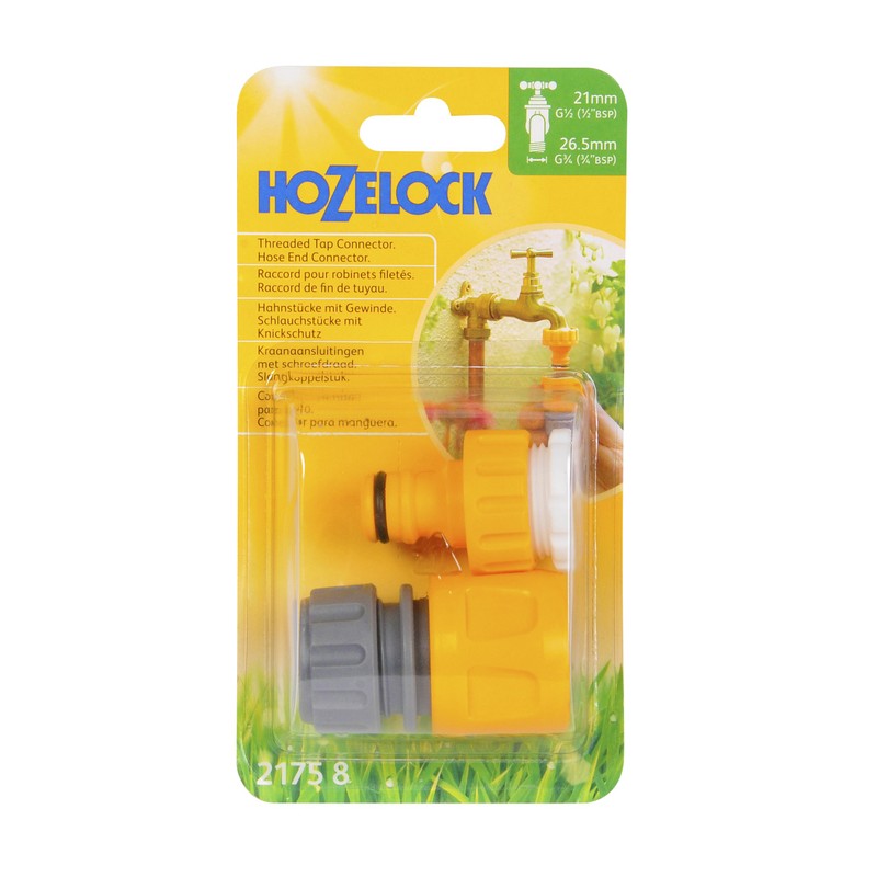 Hozelock Threaded Tap and Hose End Connector (Twin Pack)