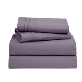 Nestl Full Size Sheet Sets - 4 Piece Full Size Sheets, Deep Pocket, Hotel Luxury, Extra Soft, Breathable and Cooling, Grayish Purple Sheets for Full Size Mattress