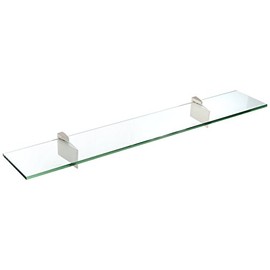 Spancraft Glass Raven Glass Shelf, Brushed Steel, 4.75 x 12