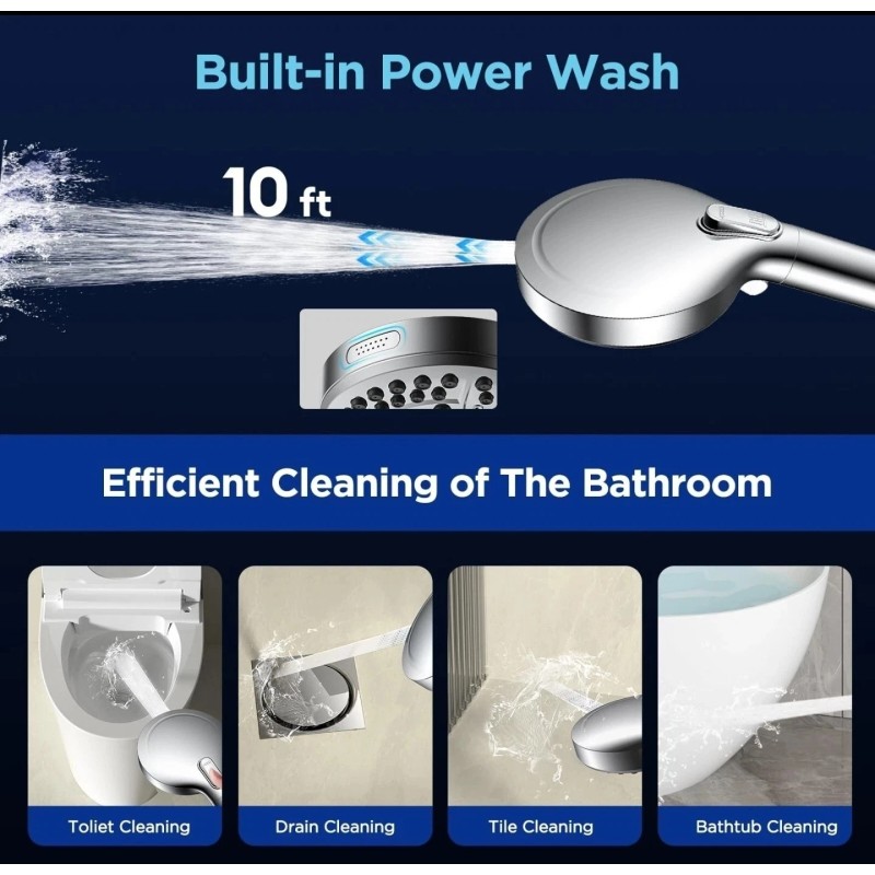 JOMOO Handheld Shower Head with Filter, 10 Spray High-Pressure Showerhead