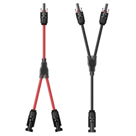 Solarkabel Y-Verteiler Solarpanel 10AWG Y Stecker Fotovoltaik 6mm² Kabel für Parallel-Photovoltaik-Anschluss, Stecker Solaranschluss Paralleladapter, Rot + Schwarz (1 Paar)