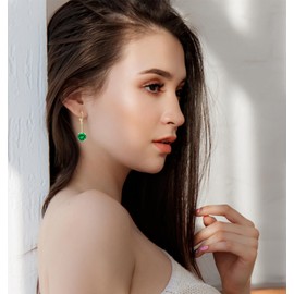 VONSSY Gemstone Drop Earrings, Stylish 18 Carat Platinum/Gold-Plated Leverback Crystal Hanging Earrings, Silver Jewellery Gift for Mother, Daughter, Wife, Cubic Zirconia, Cubic Zirconia