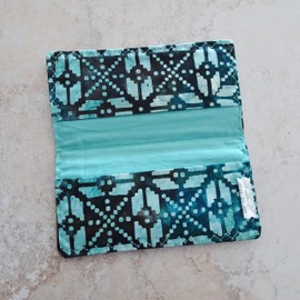 Checkbook Cover - Billfold Wallet - Teal Aqua Batik Fabric Check Case - Receipt Wallet