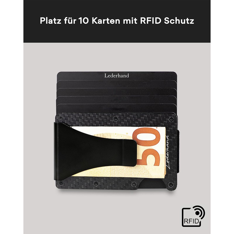 Lederhand iStrong Card Holder, carbon, S, Minimalist