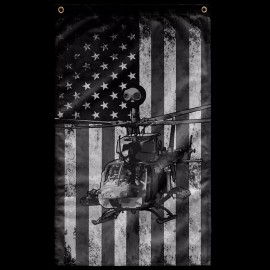 US Army Bell OH-58D Kiowa Helicopter Display USA Military Shadow Flag