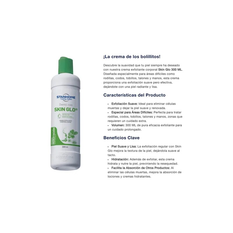 Crema Corporal Exfoliante Skin Glo Stanhome Codos Rodillas