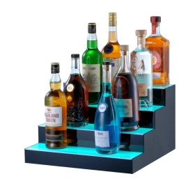 16 In 4 Step Led Lighted Liquor Bottle Display Bar Shelf With App Control Modern Acrylic Bar Furniture For Commercial UseLength: 16 in (New), Number of Layers: 4 Layers