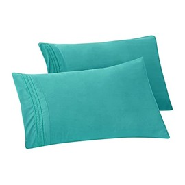 Elegant Comfort Premium Hotel Quality 2-Piece Pillowcase Set, Luxury & Softest 1500 Thread Count Egyptian Quality Bedding Pillowcases, Wrinkle and Fade Resistant, Queen, Turquoise