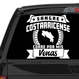 Generic Costa Rica Stickers para Carros Sangre Costarricense Corre por mis Venas Calcomanias para Autos Costa Rica Decal for Cars and Trucks Latin Heritage (12"" x 12""), White