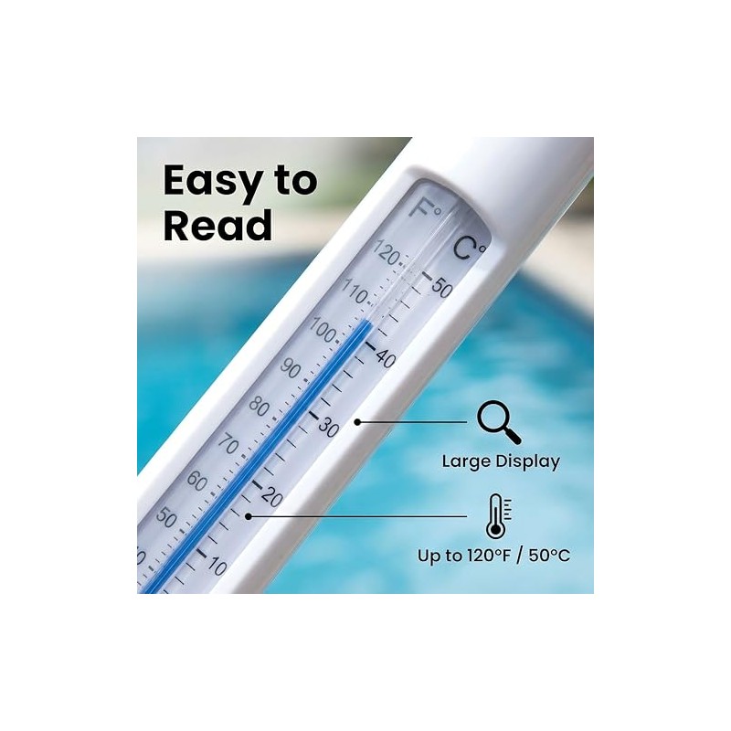 Inpool Floating Pool Thermometer - Large Easy Read & Shatter