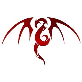 Tribal Dragon Car Boot Sticker Decal, Red Chrome