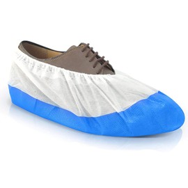 Omnitex 50x Omnitex? Heavy Duty Deluxe Shoe Covers, 9.6g with Anti-Slip Sole | Non Woven + CPE Material | Disposable Tear Resistant | Long Life | Heavy Use | Pack of 50