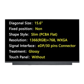 JHK JIEHONGKE New Screen Replacement for HP 15-DW0083WM 1A493UA LCD LED Laptop Display Panel, 15.6", eDP/30 pins Connector, HD 1366(RGB)×768, Non-Touch (for Glossy)