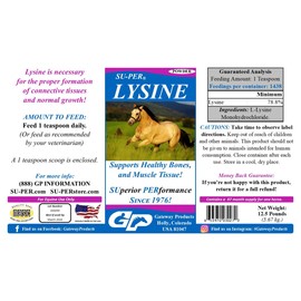SU-PER Lysine Supplement for Horses - Supports Healthy Bones & Muscle Tissues - Equine Essential Amino Acid - 12.5 Pound, 47 Month Supply