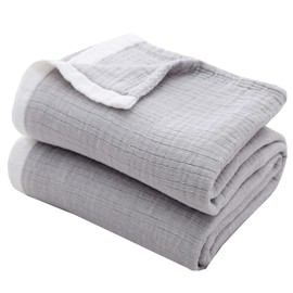 SE Softexly Gauze Towel, Single, Semi-Double, 4-ply Gauze Fabric, 100% Cotton, Nap Ket, Skin Comforter, Safe Softness, Moisture Absorption, Breathable, Antibacterial, Odor Resistant, Dust Mite Resistant, Washable, All Seasons, Gray, 59.1 x 78.7 inches (1