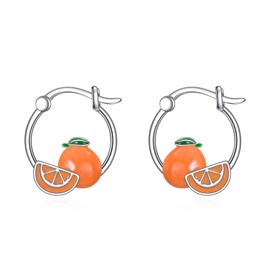 Grmdit Orange Earrings 925 Sterling Silver Orange Slice Hoop Earrings Fruit Jewelry Gifts for Women
