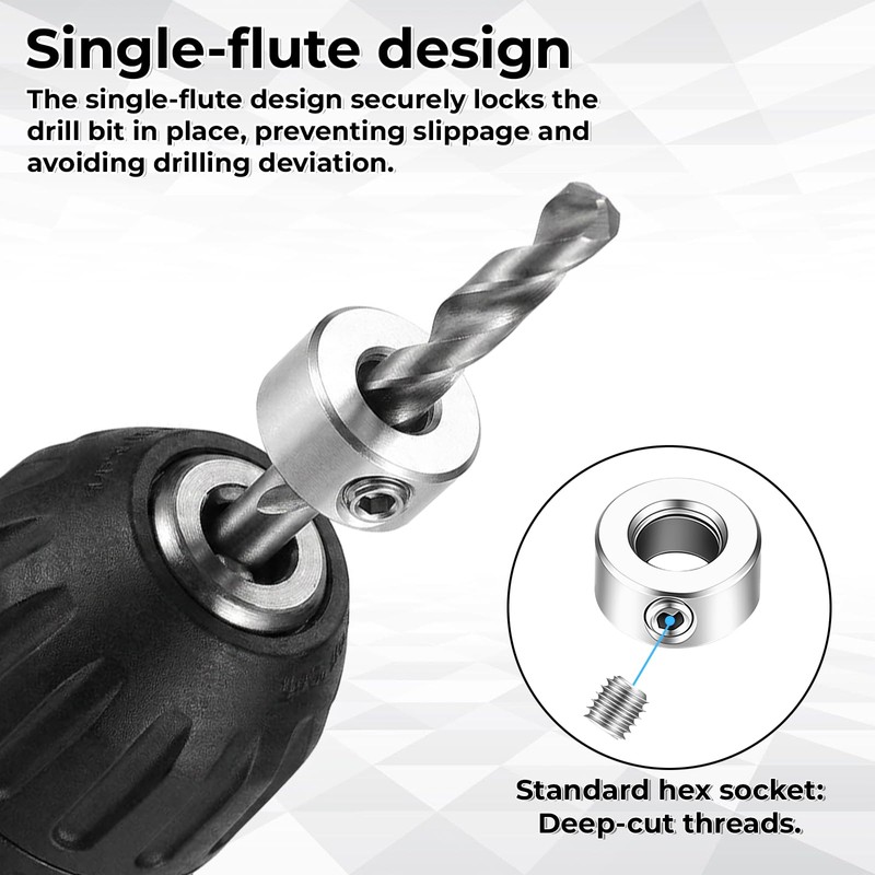 8 Pcs 3-16mm Drill Bit Depth Stop Collar Set 8