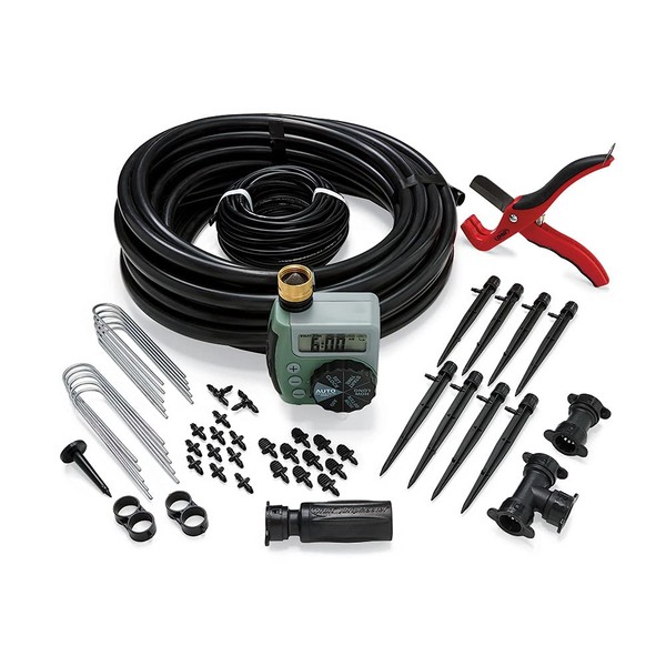 Orbit 69535 Shrub and Flower Bed Drip Kit with Programmable Hose Watering Timer Black